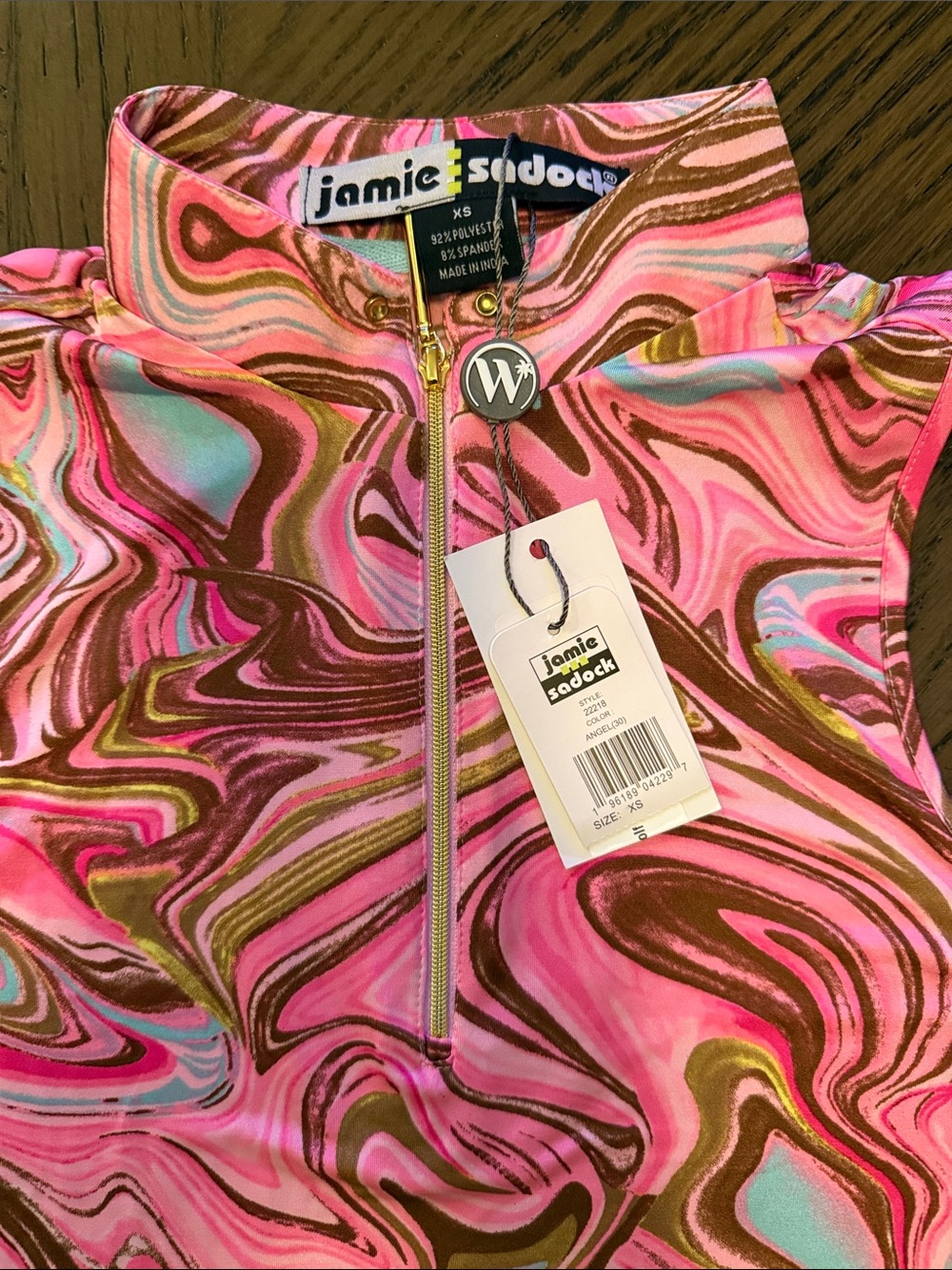 Jamie Sadock Pink Marble-Print Sleeveless Golf Top - Picture 2 of 6